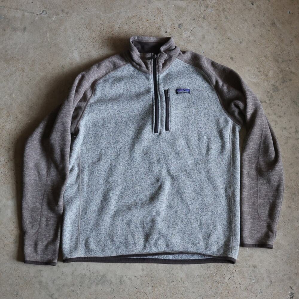 Patagonia Better Sweater 1/4 Zip Fleece Pullover Stonewash Gray Brown XL